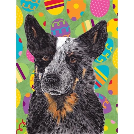 PATIOPLUS 11 x 15 in. Australian Cattle Dog Easter Eggtravaganza Garden Size Flag PA247157